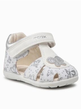 Geox White and Silver Butterfly Baby Sandals